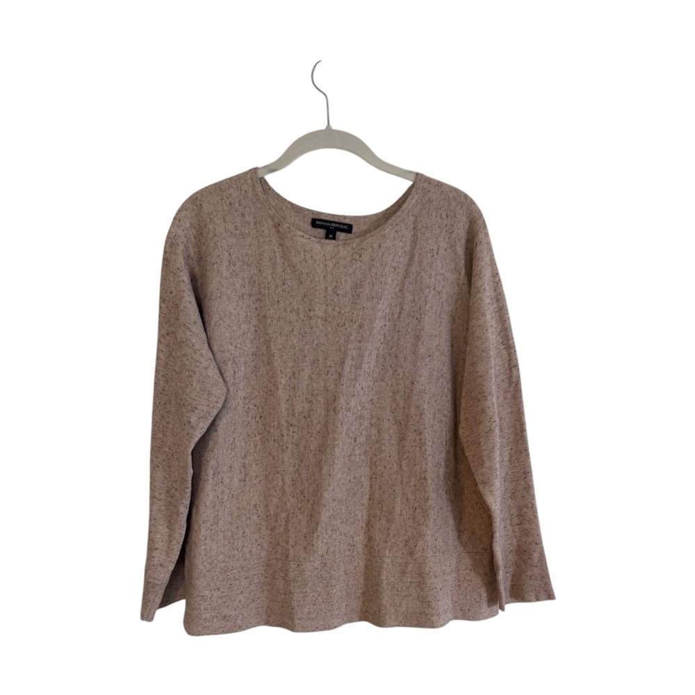 Banana Republic Sweater Tan M Womens Long Sleeve Knit Pullover Speckled Casual